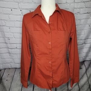 New Look Long Sleeve Button Down Orange Top